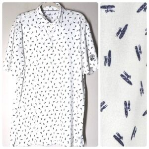 johnnie-O Mens Golf Performance Polo Shirt XL Logo Surfer Print Country Club